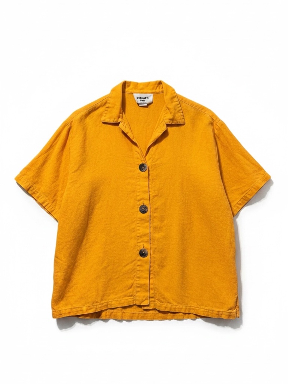 What’s Up Vintage 100% Linen Button Front Shirt Orange – Size M